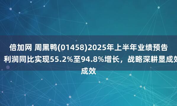 倍加网 周黑鸭(01458)2025年上半年业绩预告：利润同比实现55.2%至94.8%增长，战略深耕显成效