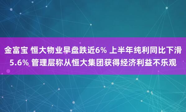 金富宝 恒大物业早盘跌近6% 上半年纯利同比下滑5.6% 管理层称从恒大集团获得经济利益不乐观